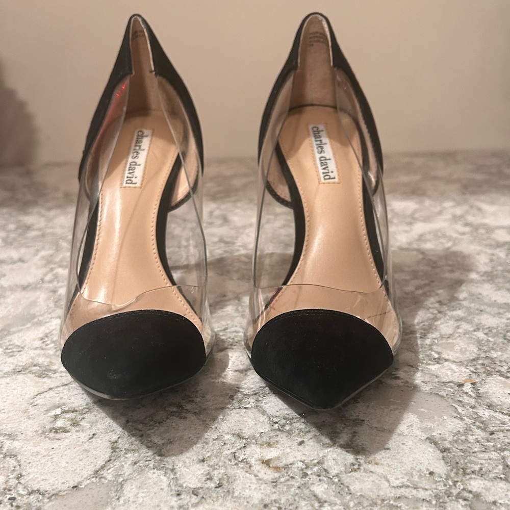 Black and Clear Women's Stiletto Pumpms